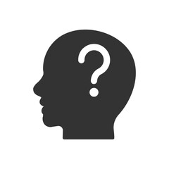 Thinking and question mark icon. concept representing thought, questions, confusion, or problem-solving. Perfect for use in educational or business contexts