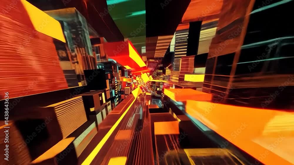 Poster abstract 3 d perspective colorful architecture