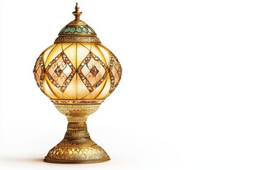 Golden ornate lamp isolated on white background