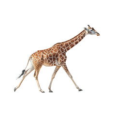 Naklejka premium Graceful giraffe walking with tall stature and distinct spotted coat symbolizing wildlife conservation, African safaris, exotic adventures, and natural beauty exploration