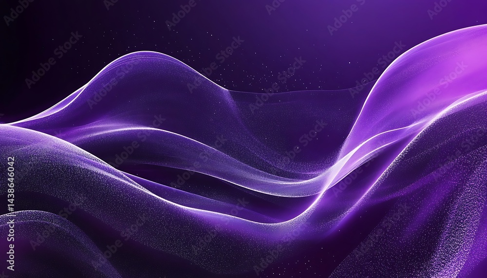 Poster 3d render, abstract background with glowing particles, flowing lines and waves