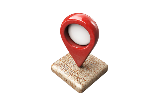 3D Red Location Icon isolated on transparent background.