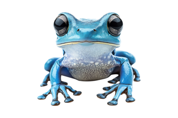 a blue frog with black eyes isolated on transparent background.