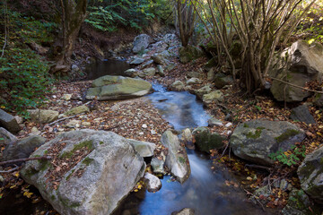 Amazing mountainous scenery near the little waterfall of Varvara, Chalkidiki, Greece