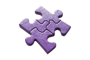 A textured purple puzzle piece with a matte isolated on transparent background.