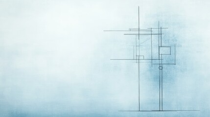 Abstract architectural sketch on a light blue background