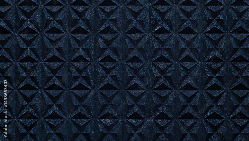 Poster dark navy blue background with a triangular pattern, 3d rendering.