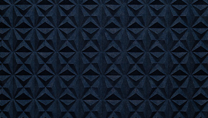 Dark navy blue background with a triangular pattern, 3D rendering.