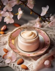 Mandelcreme &ndash; vertr&auml;umt auf antikem Teller