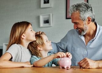 child money saving grandfather family coin senior grandchild bank piggybank  finance happy...