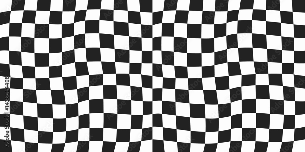 Fototapete Classic checkered flag pattern in black and white. The squares are arranged in a repeating grid, creating a dynamic and visually engaging design.