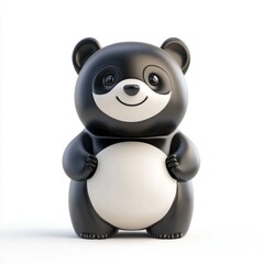 Naklejka premium Smiling black and white panda figurine.