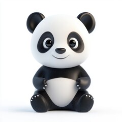 Naklejka premium A cheerful cartoon panda sits against a white backdrop.