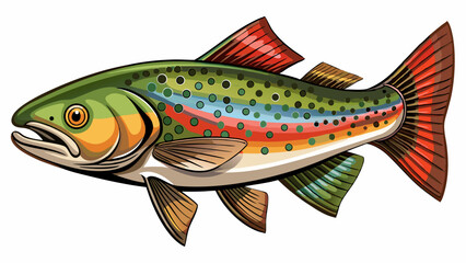 Very beautiful Freshwater fish isolated on white background closeup. The rainbow trout or the steelhead is a fish in the family salmonid, type species: Oncorhynchus mykiss. white background