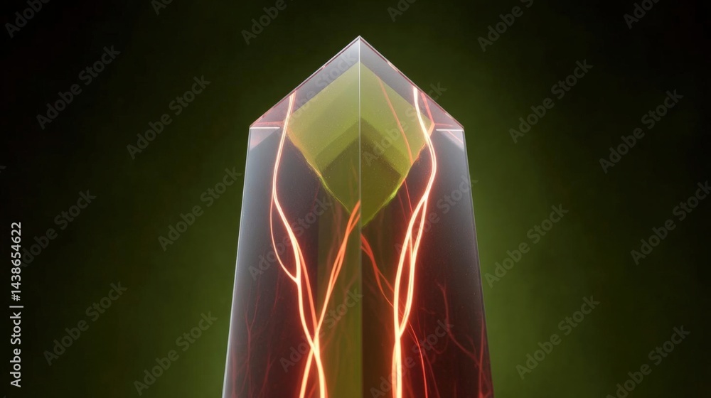 Poster close-up of a tall, cylindrical object with a pointed top. the object appears to be made of glass or
