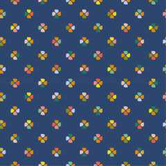 Repeating pattern of stylized flowers on a deep blue background. Vector pattern.
