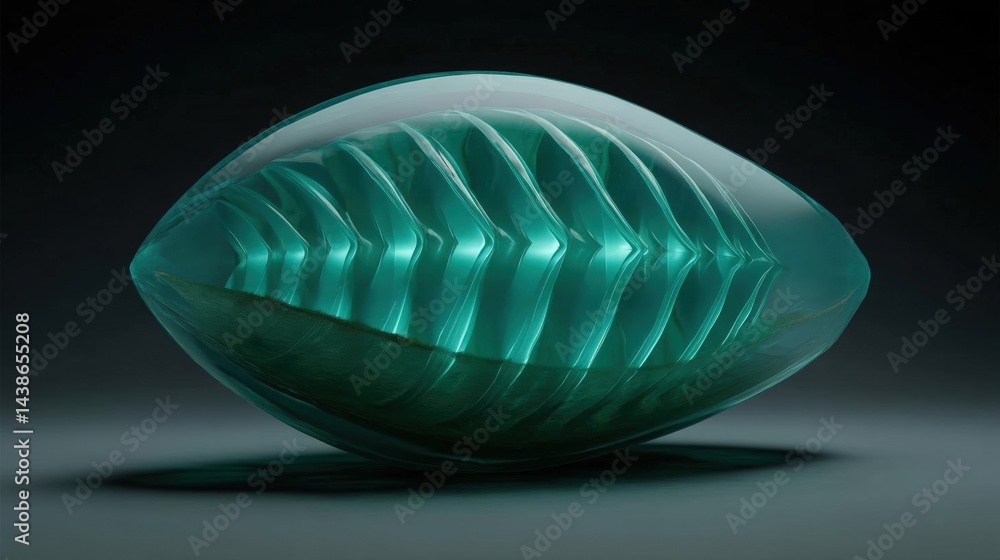 Poster 3d rendering of an oval-shaped object. the object appears to be made of glass or a similar material,
