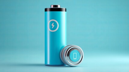 Rechargeable battery 3D icon for phone car or station Power technology illustration concept