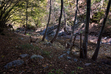 Amazing mountainous scenery near the little waterfall of Varvara, Chalkidiki, Greece