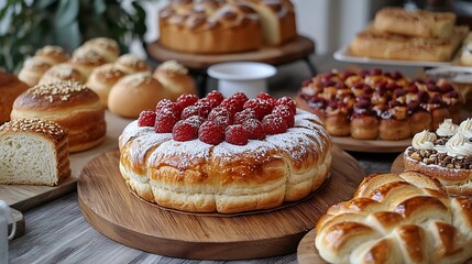 Delicious pastries and breads on display