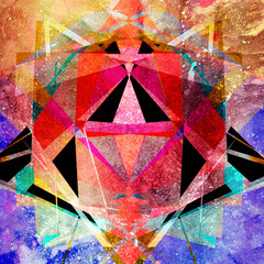 Abstract geometric watercolor retro background