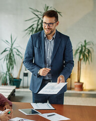 young business people meeting office teamwork group presentation seminar man businessman businesswoman startup project idea student education training