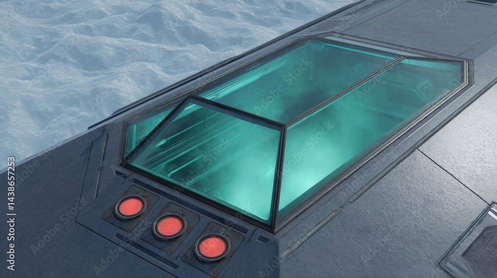 Poster close-up of a skylight on the side of a building. the skylights are made of glass and are arranged i
