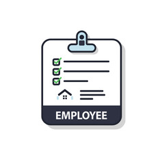 Employee Badge Checklist Icon with House Illustration  