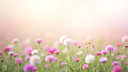 Obraz premium Pink flowers on green grass