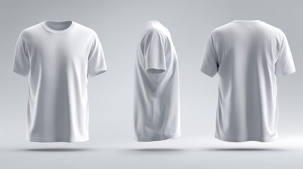 Mens blank short sleeve tshirt 3D illustration front side and back views design mockup for print