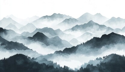 Misty mountain range landscape (1)