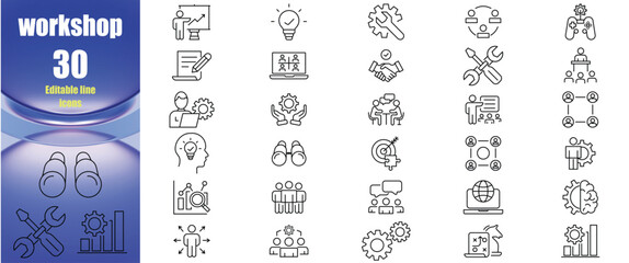 workshop icons set vector