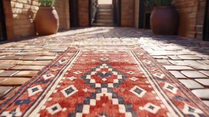 Decorative rug on brick floor - Powered by Adobe