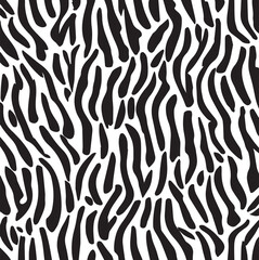 Zebra Stripe Seamless Pattern Vector Black White Animal Print Background Texture