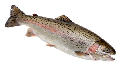 Naklejka premium Fresh Rainbow Trout Isolated on White Background