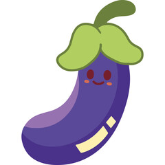 Vibrant Flat Style Eggplant Vector Illustration for Culinary Projects
