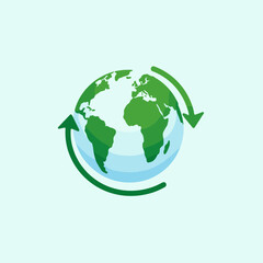 Fototapeta premium Eco-friendly globe with recycling arrows in pastel colors 
