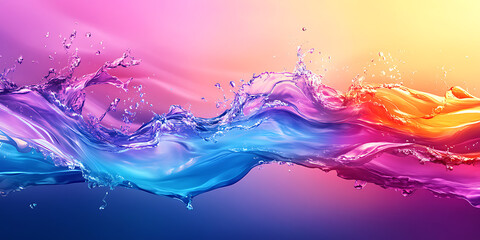 Colorful water splash with vibrant hues and dynamic motion