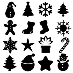 Christmas Silhouette Icons Collection – Festive Holiday Clipart Set in Black