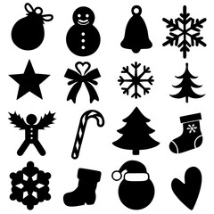 Christmas Silhouette Icons Collection – Festive Holiday Clipart Set in Black