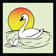 A beautiful view of a swan playing in the water on pond