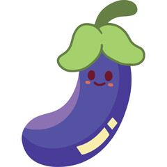 Vibrant Flat Style Eggplant Vector Illustration for Culinary Projects
