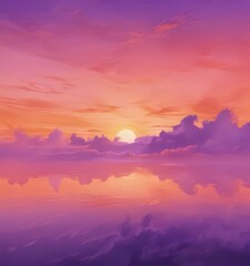 Obraz premium Orange and purple watercolor sky Fluid, dreamy sunset texture , texture, warm