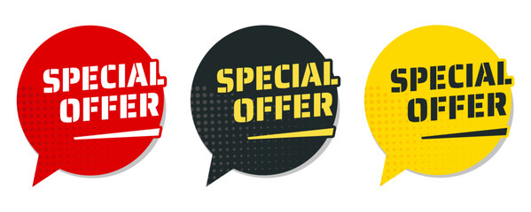 Special offer- sticker, label, badge - vector illustration. Red, balck and yellow 