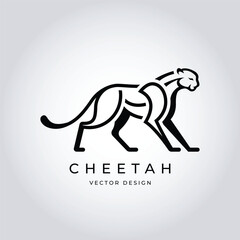 Minimal Black Cheetah Vector Logo – Sleek Line Art Animal Symbol for Athletic Wear, Racing Brands and Dynamic Business Logos
