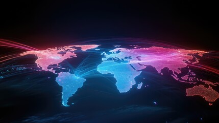 Fototapeta premium Global network map. World interconnected