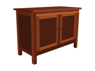 Wooden storage cabinet with two doors and simple design vector illustration