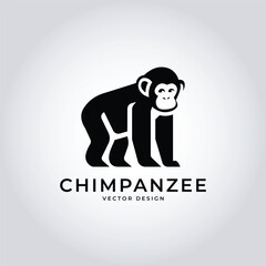 Chimpanzee Vector Logo – Black Minimalist Design, Elegant Primate Emblem for Sustainable Branding, Natural Products and Jungle-Inspired Projects

