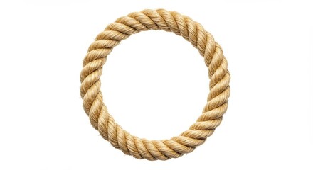 A circular rope formation on a white background creating a ring shape in the center space area