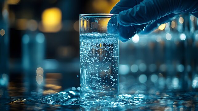 A Gloved Hand Carefully Collects a Water Sample in Laboratory